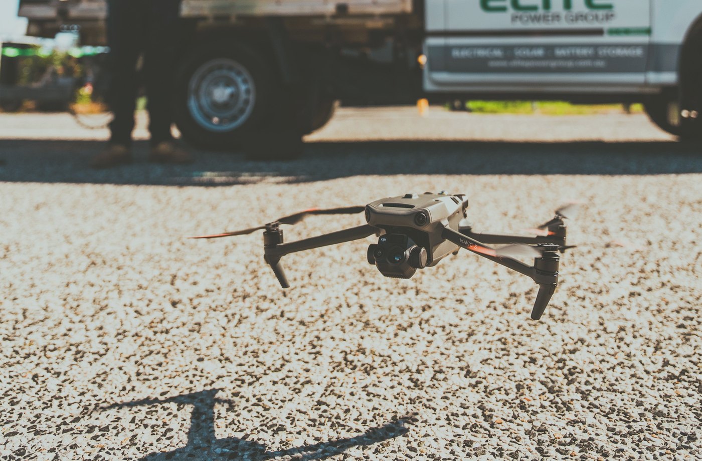 UAV prepared for field operation beside a technical service vehicle